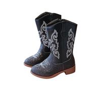 Generisch Fashion Winter Boots Girls Warm Long Calf High Leather Ankle Boots for Kids Stylish Boots Non-Slip Comfortable Kids Boots, black 1, 4 UK