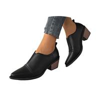 Generisch Fashion Women Pointed Toe Chunky Heel Ankle Boots Comfortable Leather Ankle Boots for Everyday Versatile Match with Jeans Ideal for Casual Festivals Durable Sole with