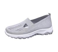 Generisch Fashion Women Summer Flat Bottom Non Slip Mesh Hollow Upper Breathable Soft Slip On Casual Style, gray, 6 UK