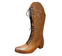 Generisch Fashion Women's Ankle Boots Medium Shaft Height Faux Leather Design with Robust Tread Sole Elegant Square Heel for Daily Comfort, brown, 5 UK