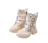 Generisch Fashionable girls' ankle boots for fashion-conscious kids with robust faux leather, soft padded sole, ideal for winter, beige, 1 UK