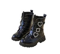 Generisch Fashionable girls' ankle boots for fashion-conscious kids with robust faux leather, soft padded sole, ideal for winter, black, 2.5 UK Child