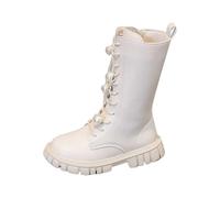 Generisch Fashionable girls' boots for cool seasons with warm inner lining, high shaft, comfortable casual boots for fashion-conscious girls, White, 1 UK