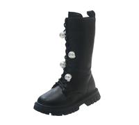 Generisch Fashionable girls' boots for cool seasons with warm inner lining, high shaft, comfortable casual boots for fashion-conscious girls, black, 10 UK Child