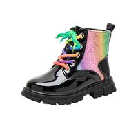 Generisch Fashionable girls' boots for everyday use with comfortable soft sole as comfortable moccasin boots in colours as ankle-high children's boots in casual design, black, 1 UK