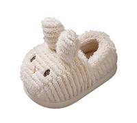 Generisch Fashionable girls' slippers in winter design, fluffy rabbit shape with soft inner layer for ultimate comfort, heat insulation in cold temperatures in the house, White, 6 UK Child