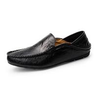 Generisch Fashionable men's slippers with flat sole, comfortable casual shoes, ideal driving for work, everyday life, versatile casual shoes for relaxed activities, black, 5 UK