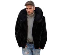 Generisch Fashionable men's winter coat with long wool lining as a solid faux fur jacket for cold season, black, L