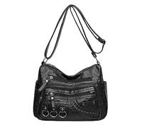 Generisch , Fashionable Shoulder Bag with Large Space Mesh Simple Magnificent Shoulder Bag Soft with Compartments Pockets, black, Einheitsgröße, Rucksack Backpacks