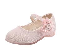 Generisch Fashionable single children's shoes with pearls, large flowers for princesses, elegant leather dance shoes with high heels, pink, 10.5/11 UK Child