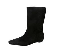 Generisch Fashionable slip-on boots with pointed toe flat heel for everyday leisure mid-calf boots stretchy material comfortable ankle boots for casual walks, black, 5 UK