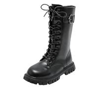 Generisch Fashionable soft children's shoes as flat ankle boots for princesses with warm suede lacing, black, 12 UK Child