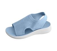Generisch Fashionable toe sandals mesh comfortable plain sporty casual shoes for women ideal daily wear on the beach or when travelling, lightblue, 7 UK