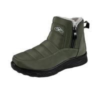 Generisch Fashionable winter ankle boots with fleece lining, warm snow boots for women, comfortable slip-on shoes in plain design, ideal for everyday use, outdoor activities, Army Green, 4 UK