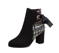 Generisch Fashionable women's ankle boots with high heel, side zip, thick back strap for an elegant look, best wearing comfort, black, 8.5 UK