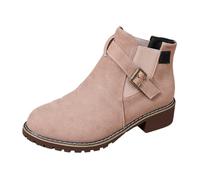 Generisch Fashionable women's ankle boots with robust block heel for comfortable business leisure activities in winter everyday life, pink, 9 UK
