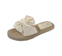 Generisch Fashionable women's beach slippers, comfortable flat soles with flower decoration, lightweight summer sandals for everyday use, non-slip outdoor slippers, breathable casual shoes, beige, 9
