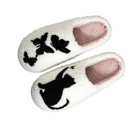 Generisch Fashionable women's cotton slippers with winter design for ultimate comfort at home, White, 8.5 UK