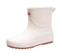 Generisch Fashionable women's rain boots with medium shaft height, non-slip rubber boots for wet days, fishing, car washing, excursions in rainy weather, White, 7 UK
