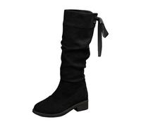 Generisch Fashionable women's winter boots with mid-calf height, lacing at the back, for the cold season, black, 8 UK