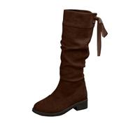 Generisch Fashionable women's winter boots with mid-calf height, lacing at the back, for the cold season, brown, 8.5 UK