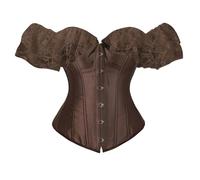 Generisch Fat Away Trousers Corset with Lacing Garters, Overbust Corset with Lacing Bones, Bustier, Lingerie, Body Shaper Body Women's Long Sleeve Lace, brown, XS