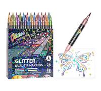 Generisch Felt Tip Pens and Brush Tips Glitter Effect Paint Marker Pens for Artists School Classroom Home Nursery Journaling Scrapbooking Sketching Illustrations