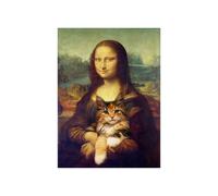 Generisch Female Wall Art Decorative Wall Picture with Cat as Jewellery, Humorous Painting as Wall Decoration - For Bedroom, Bathroom, Student Room, Workplace, Home and