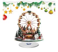 Generisch Ferris Wheel Decoration, 2D Decorative Table Decoration, Rotating Base Table Christmas Decoration with Tree Design, for Tiered Stand, Winter Party, Holiday, Fireplace, House