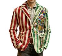 Generisch Festive Velvet Corduroy Jacket with Sequin Print for a Stunning Appearance - Elegant Workmanship, Green, XL