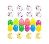 Generisch Filled Easter Eggs with Animal Figures, Easter Bunny Vehicle Set, Retractable Toy Cars, for Children, Gift Bag, Treasure Box, Class Prize, Party, Birthday
