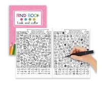 Generisch Find Colour Book, Find and Colour Book, Cartoon Character Colouring Templates for Children, Thick Compact Girls Colour Toy for Beach Holiday Library for Fun and Quiet Moments