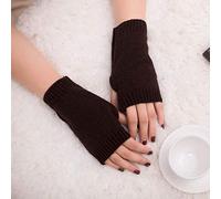 Generisch Fingerless Women's Winter Gloves Knitted Wool Soft Arm Warmers Warm Elastic Mitts for Cuddly Hands Versatile Companions on Cold Days (Coffee, One Size)
