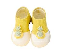 Generisch First Step Trainers for Newborn Toddlers with Soft Soles as Preliminary First Walking Shoes in Cute Cartoon Design, yellow, 2 UK Child