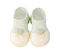 Generisch First Step Trainers for Newborn Toddlers with Soft Soles as Preliminary First Walking Shoes in Cute Cartoon Design, Green, 4 UK Child