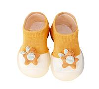 Generisch First Step Trainers for Newborn Toddlers with Soft Soles as Preliminary First Walking Shoes in Cute Cartoon Design, orange, 4 UK Child