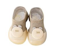 Generisch First Step Trainers for Newborn Toddlers with Soft Soles as Preliminary First Walking Shoes in Cute Cartoon Design, brown, 7 UK Child