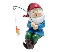 Generisch Fishing Gnome Garden Statue, Fishing Gnome Decoration for Garden, Fishing Gnome Statue, Welcome Fisherman, Funny Garden Gnome Resin Outdoor Decoration for Pond, Yard, Lawn, Pond, Po