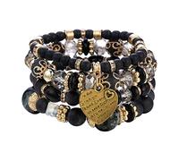 Generisch Fit Armband Stapelbare Perlenarmbänder Damen Herren Multilayer Armband Set Mehrfarbiger Schmuck Hochzeitsschmuck, Einheitsgröße, Crystal, No gemstone