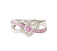 Generisch Flag of Rings Cancer Infinite Love Ring Breast Cancer Awareness Ring Cubic Zirconia Heart Rings Breast Cancer Ring Encouragement Jewellery for Women Rings Girls Set, D, Metal, No Gemstone