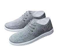 generisch Flat Casual Shoes Men's Low Top Casual Shoes Lightweight Fabric Shoes Breathable Walking Shoes Non-Slip Low Shoes Lacing Sneakers Casual Flats Canvas Shoes, gray, 8 UK