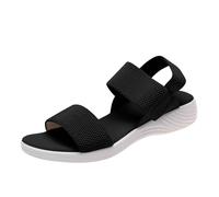 Generisch Flat Sandals Women's Summer Platform Comfortable Open Shoes with Elastic Straps Wide Feet Slingback Beach Outdoor Leisure Shoes Summer Shoes Sandals Hemp Rope Wedge Heel, black 1, 8 UK