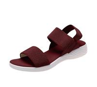 Generisch Flat Sandals Women's Summer Platform Comfortable Open Shoes with Elastic Straps Wide Feet Slingback Beach Outdoor Leisure Shoes Summer Shoes Sandals Hemp Rope Wedge Heel, Red (red 1), 6 UK