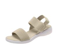 Generisch Flat Sandals Women's Summer Platform Comfortable Open Shoes with Elastic Straps Wide Feet Slingback Beach Outdoor Leisure Shoes Summer Shoes Sandals Hemp Rope Wedge Heel, Beige 1, 8.5 UK