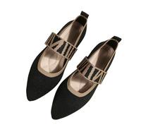Generisch Flat Shoes Women's Lightweight Work Shoes Comfortable Soft Traditional Shoes Pointed Toe Casual Shoes Lightweight Dance Shoes Elegant Knitting Pumps Non-Slip Breathable Walking Shoes, black