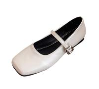 Generisch Flat Shoes Women's Retro Square Head Flat Single Shoes Female Temperament Summer Shoes Flat Mouth Casual Walking Shoes Casual Shoes Summer Shoes, beige, 8 UK