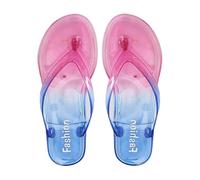 Generisch Flat Slippers for Women Flip Flops Open Toe Transparent Jelly Shoes Beach Outerwear Waterproof Non-Slip Soft Bottom with Ankle Strap, blue, 7 UK