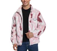 Generisch Fleece Jacket Men's Teddy Fleece Winter Jacket with Stand-Up Collar Tie Dye Bomber Jacket Warm Fuzzy Transition Jacket with Zip Casual Cardigan Thick Winter Coat College Jacket, pink, L