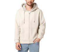 Generisch Fleece Jacket Men's Warm Winter Jacket Heavyweight Transition Jacket with Fleece Inside Cardigan with Zip Hooded Jacket Thick Thermal Corduroy Jacket Casual Plain Thermal Jacket, beige, L