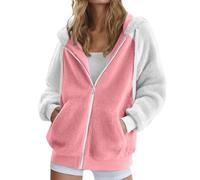 Generisch Fleece Jacket Women's Teddy Fleece Sweat Jacket Pockets Zip Sweatshirt Hoodie Fluffy Cuddly Plush Jacket Hooded Jacket Transition Jacket 2025 Cuddly Jacket Sports Jacket Leisure Jacket, pink